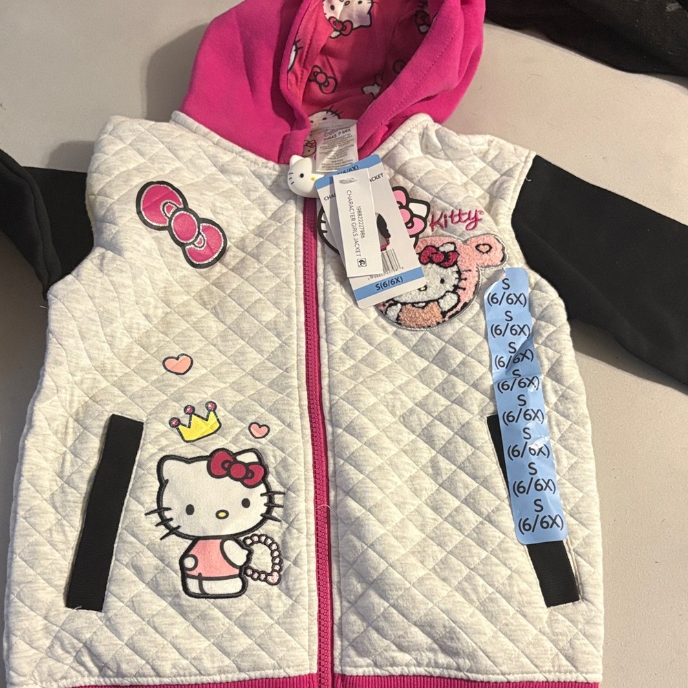 Hello Kitty White and Pink Quilted Jacket